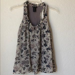 Floral one button top.  Sleeveless